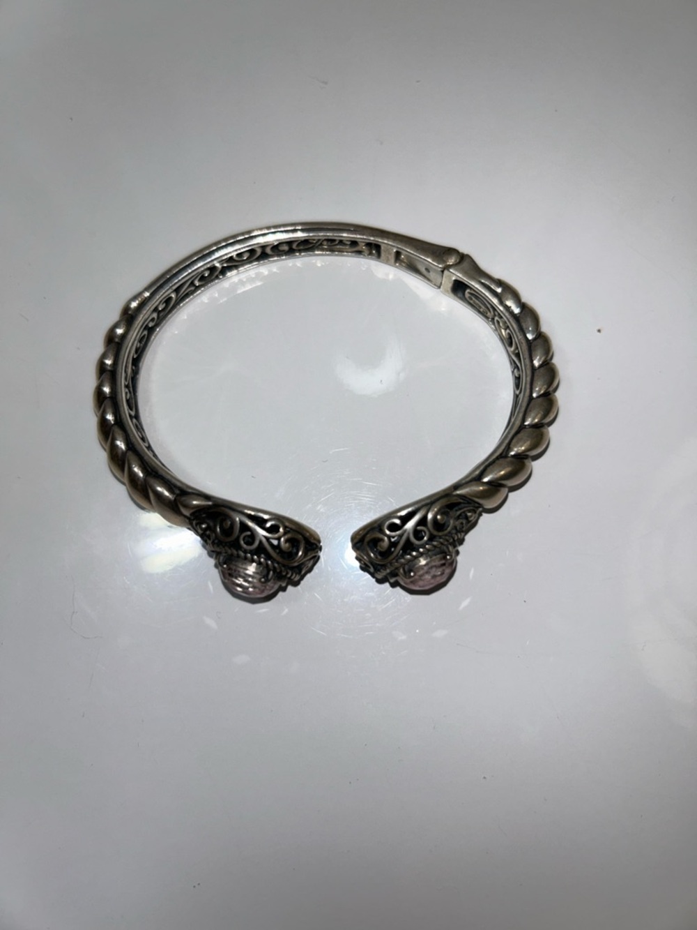 NWOT Carolyn Pollack Sterling Silver Genuine Rose Quartz Doublet Cuff Bracelet - Picture 10 of 10